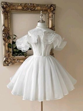 White Ruffled Organza Dress